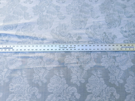 By Yard Scalamandre Uppsala White On Gustavian Blue Green White Silk Linen Damask MSRP USD 588/y