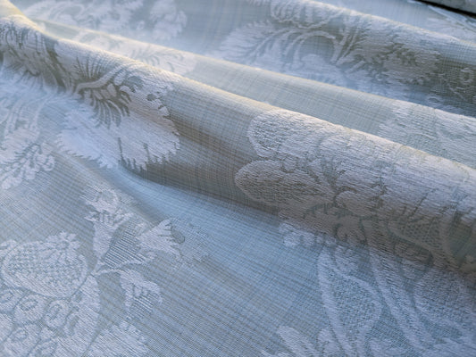 17x17" Sample Scalamandre Uppsala White On Gustavian Blue Green Silk Damask MSRP USD 588/y