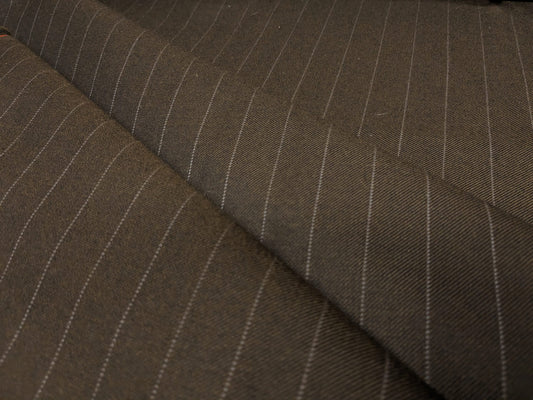 By Yd High End 100%WOOL SATIN STRIPE DEEP CHARCOAL from UK MSRP USD160+/y