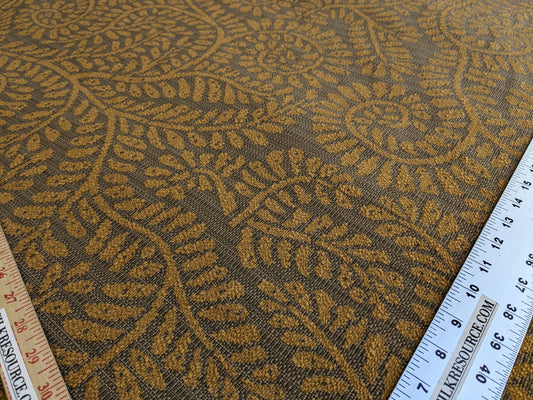 Scalamandre Arbois Jacquard Umber & Ochre Gold Trees Curvy Fern Leaves Heavy Cotton Tapestry MSRPUSD 219/Y