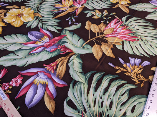 By Yard Scalamandre Key West Gw Brown Tropical Flower Hibiscus Monstera bird of paradise Banana Print MSRP USD 288/Yd