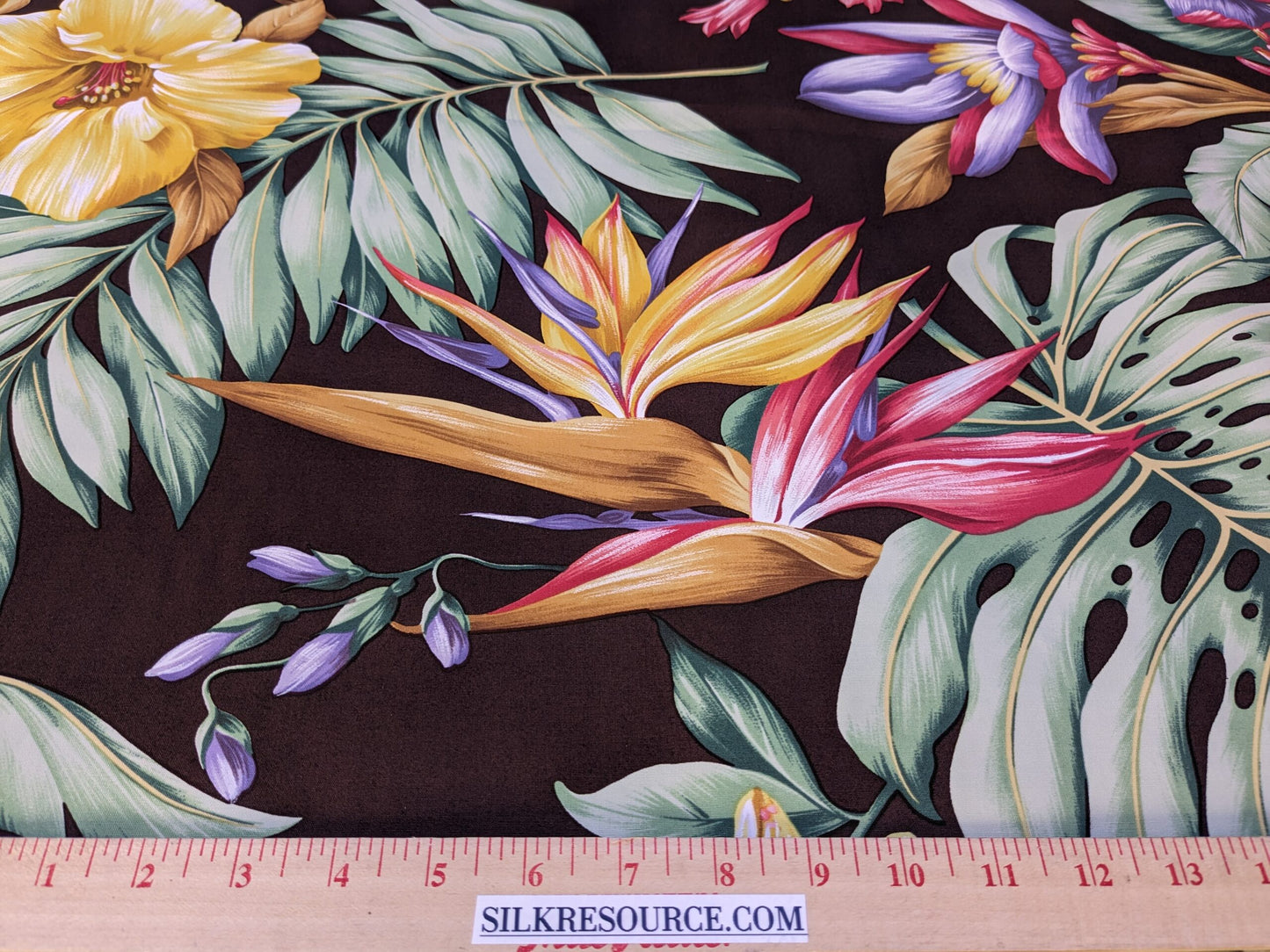 By Yard Scalamandre Key West Gw Brown Tropical Flower Hibiscus Monstera bird of paradise Banana Print MSRP USD 288/Yd