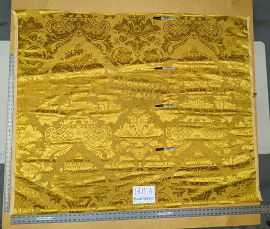 1.2Y Scalamandre Silk & Linen Renaissance Damask Lotus Rose Gilded Gold Glamour! Minor Defect