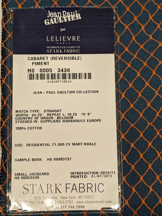 2 EV34 Special Square Jean Paul Gaultier Cabaret Piment Reversible Small Jacquard Diamond Orange Blue Cotton MSRP USD300+/y