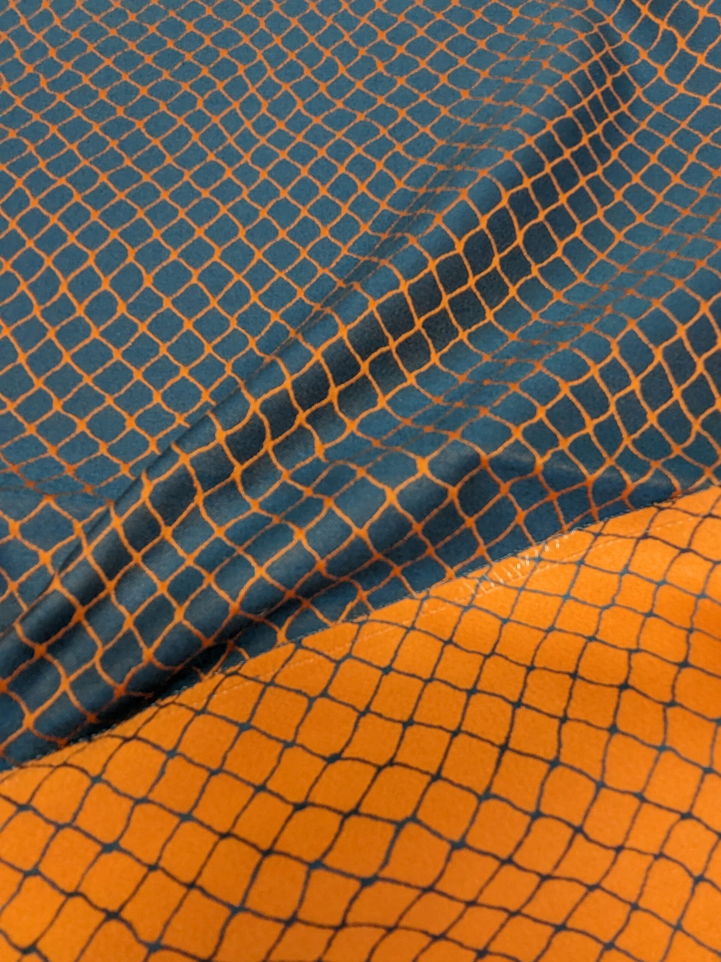 2 EV34 Special Square Jean Paul Gaultier Cabaret Piment Reversible Small Jacquard Diamond Orange Blue Cotton MSRP USD300+/y