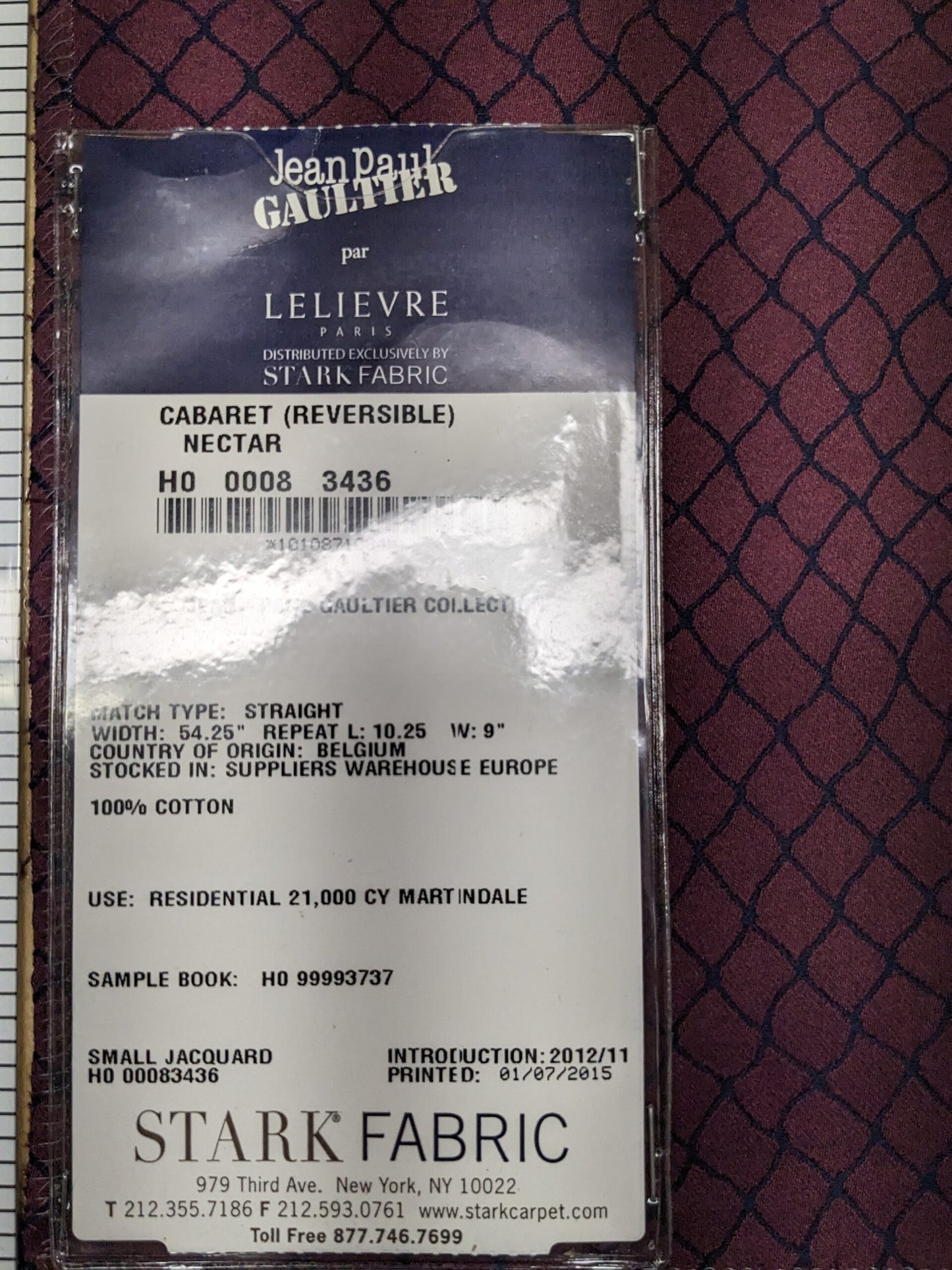 3 EV34 Special Square Jean Paul Gaultier Cabaret Nectar Reversible Small Jacquard Diamond Purple Cotton MSRP USD300+/y