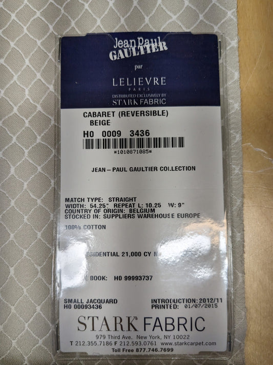 5 EV34 Special Square Jean Paul Gaultier Cabaret Beige Reversible Small Jacquard Diamond Beige White Cotton MSRP USD300+/y