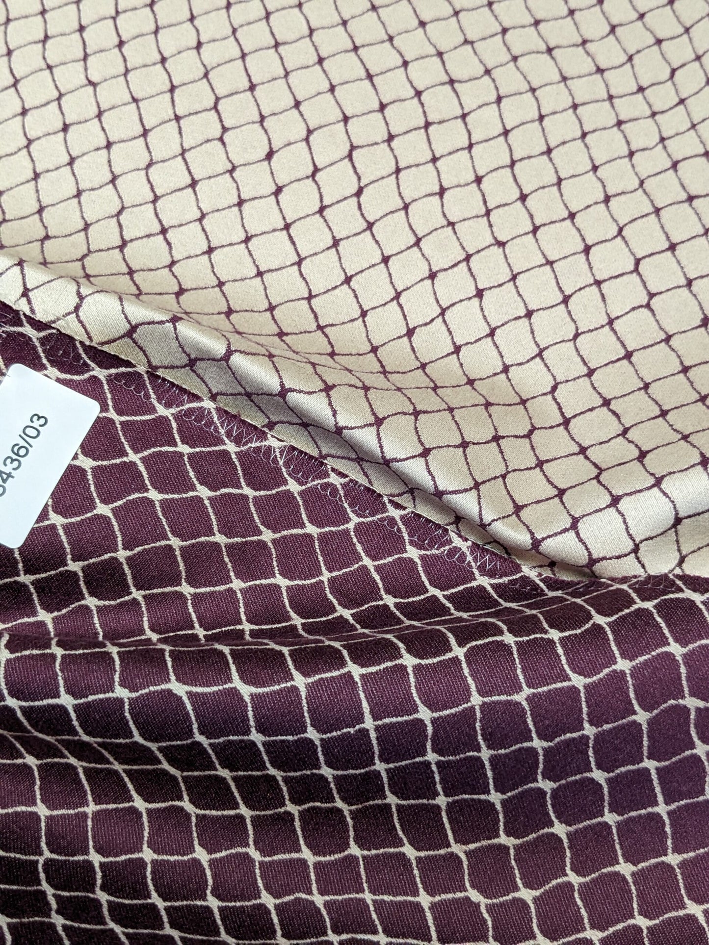 6 EV34 Special Square Jean Paul Gaultier Cabaret Bordeaux Reversible Small Jacquard Diamond Deep Red White Cream Cotton MSRP USD300+/y