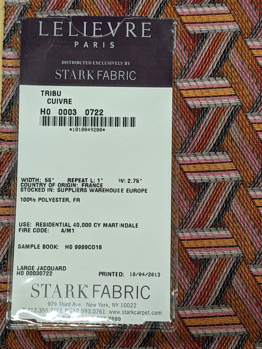 12 EV34 Special Square Jacquard by Lelievre Paris Tribu Cuivre Large Jacquard Orange Polyester Geometric Graphic MSRP USD576/y