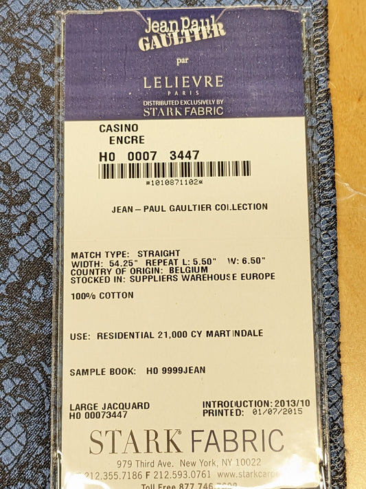 21 EV34 Special Square Jacquard by Lelievre Paris Casino Encre Cotton Navy Blue Black Botanical Floral MSRP USD300+/y