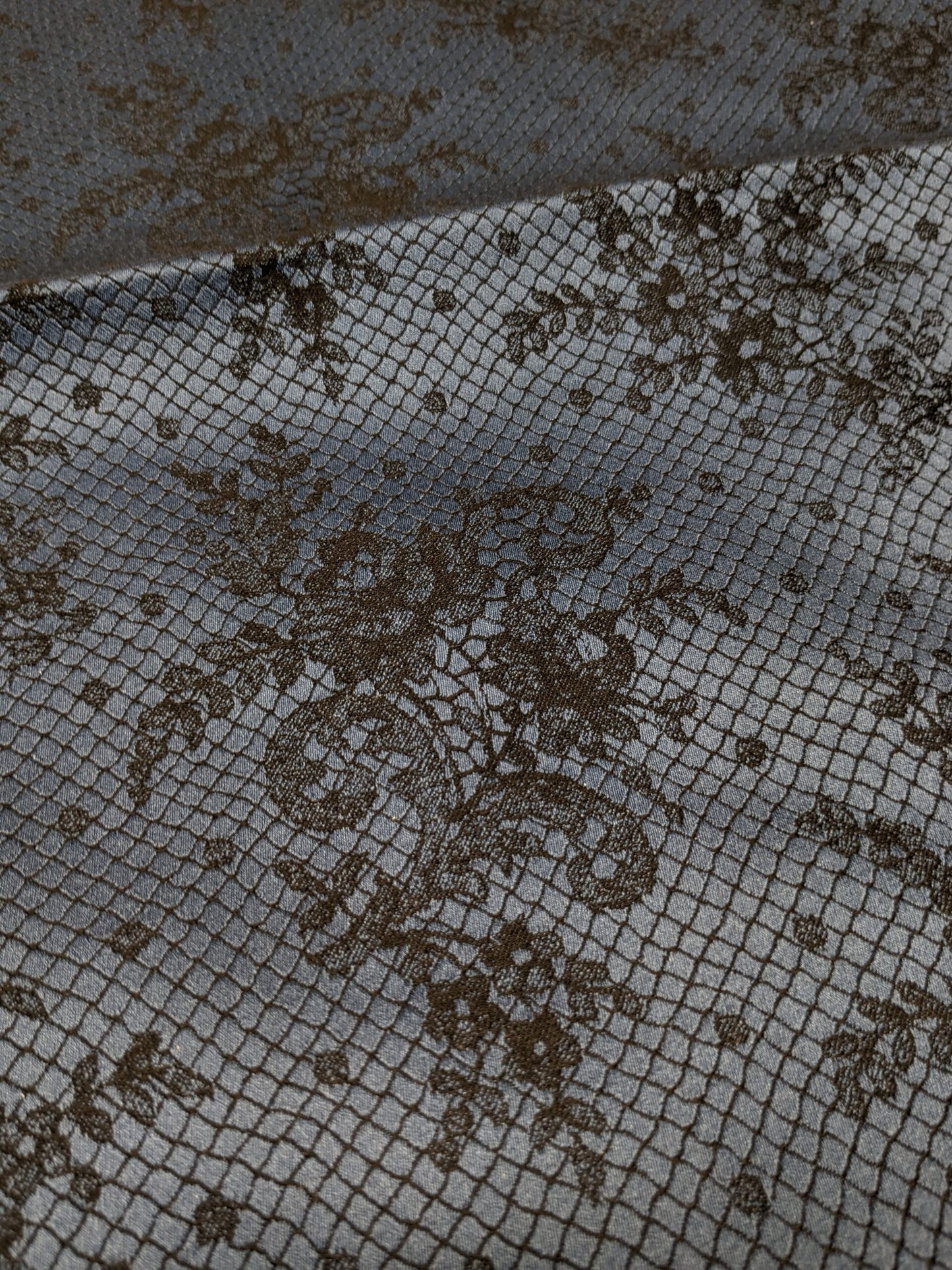 21 EV34 Special Square Jacquard by Lelievre Paris Casino Encre Cotton Navy Blue Black Botanical Floral MSRP USD300+/y