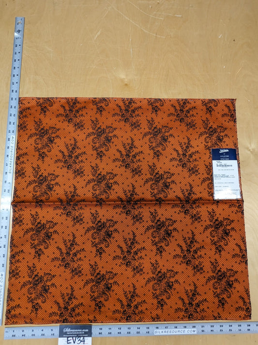 24 EV34 Special Square Jacquard by Lelievre Paris Casino Minium Cotton Orange Black Large Jacquard Botanical Floral MSRP USD300+/y