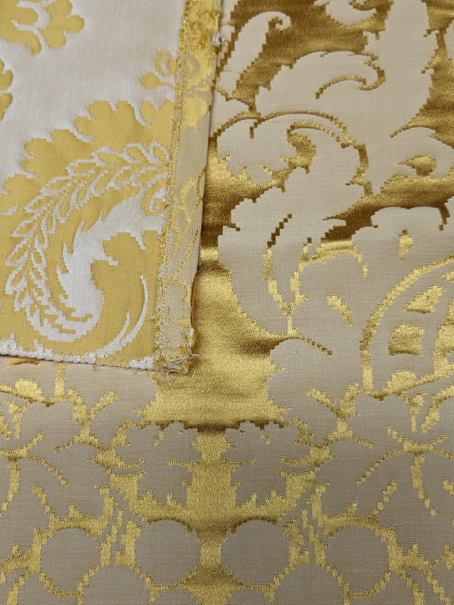 28 EV34 Special Square Jacquard by Lelievre Collonges Or Gold Cotton Embroidery Damask MSRP USD300+/y