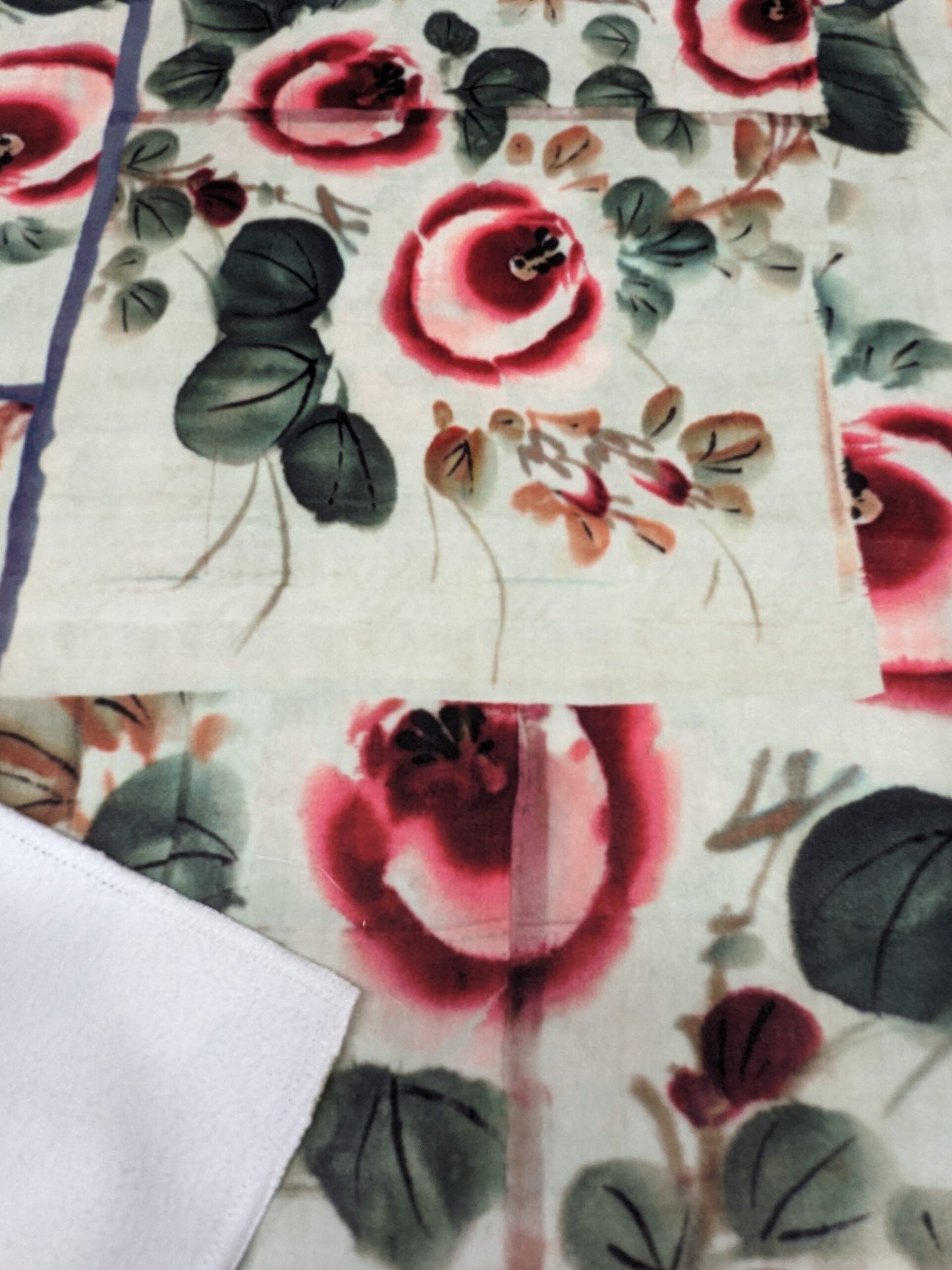 31 EV34 Special Square Printed Fabric by Jean Paul Gaultier Lelievre Babouchka Amande White Floral Abstract MSRP USD300+/y