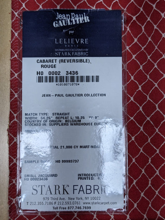 35 EV34 Special Square Jacquard by Jean Paul Gaultier Cabaret Rouge Reversible Small Jacquard Diamond Red White Cotton MSRP USD300+/y