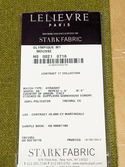 37 EV34 Special Square Plains/Textures by Lelievre Olympique M1 Mousse Green Solid MSRP300+/y