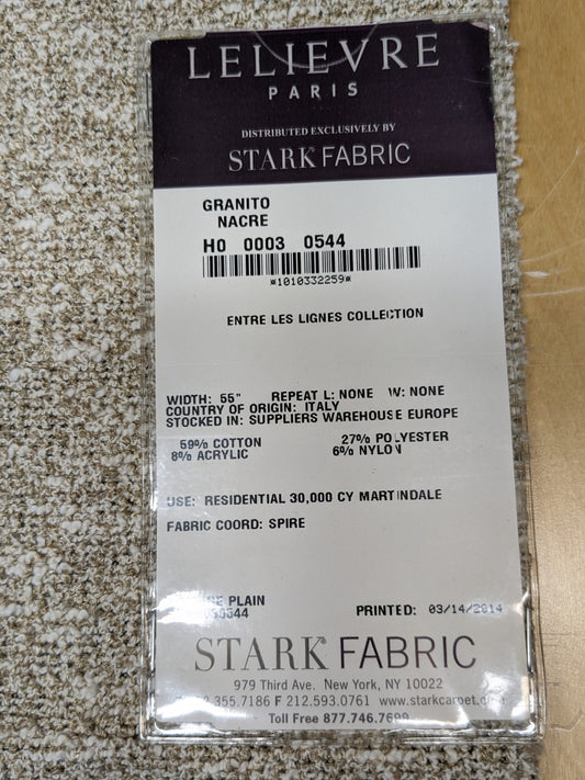 46 EV34 Special Square Texture Plain by Lelievre Granito Nacre White Cream Solid MSRP USD 300+/y