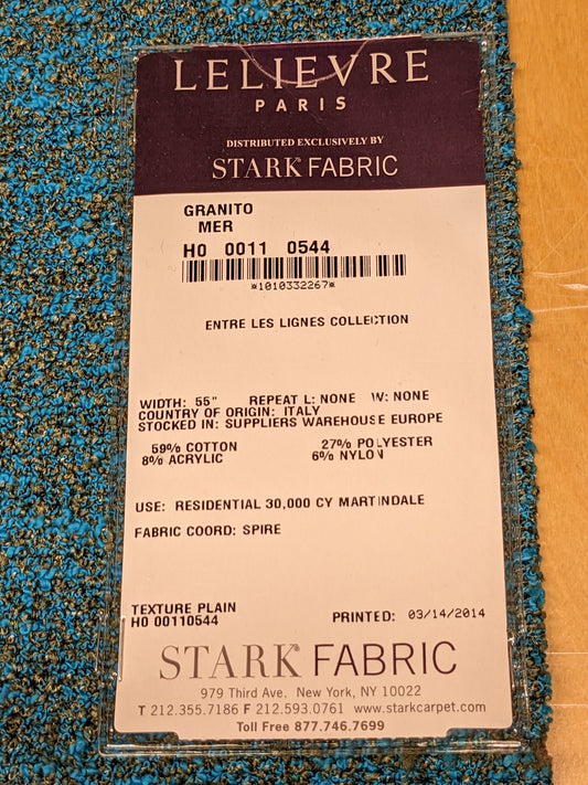 47 EV34 Special Square Texture Plain by Lelievre Granito Mer Blue Solid MSRP USD 300+/y