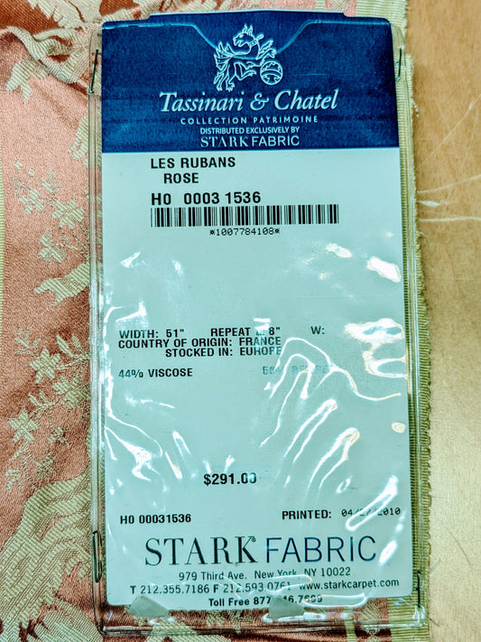 52 EV34 Special Square Jacquard by Tassinari & Chatel Les Rubans Rose Pink Beige Stripe MSRP USD 1000+/y