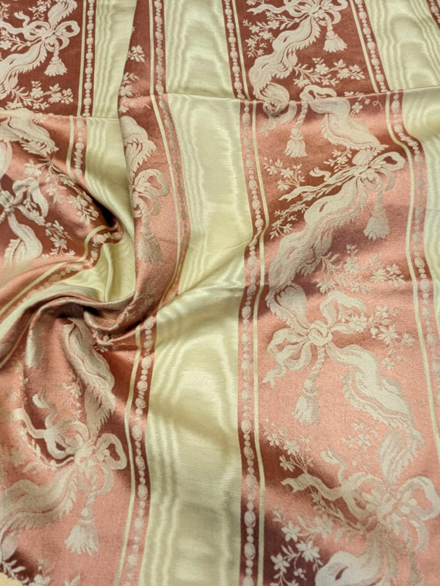 52 EV34 Special Square Jacquard by Tassinari & Chatel Les Rubans Rose Pink Beige Stripe MSRP USD 1000+/y