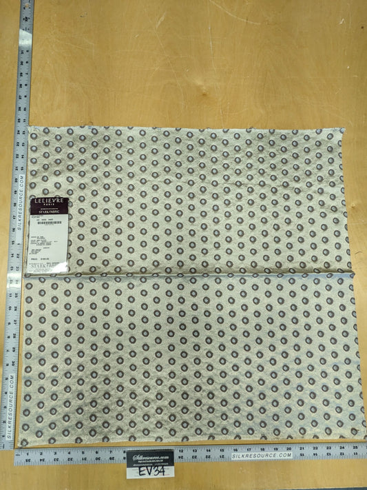 54 EV34 Special Square Jacquard by Lelievre Paris Pelligrina Platine Brown White Cream Dot Circle Small Scale MSRP USD 300+/y