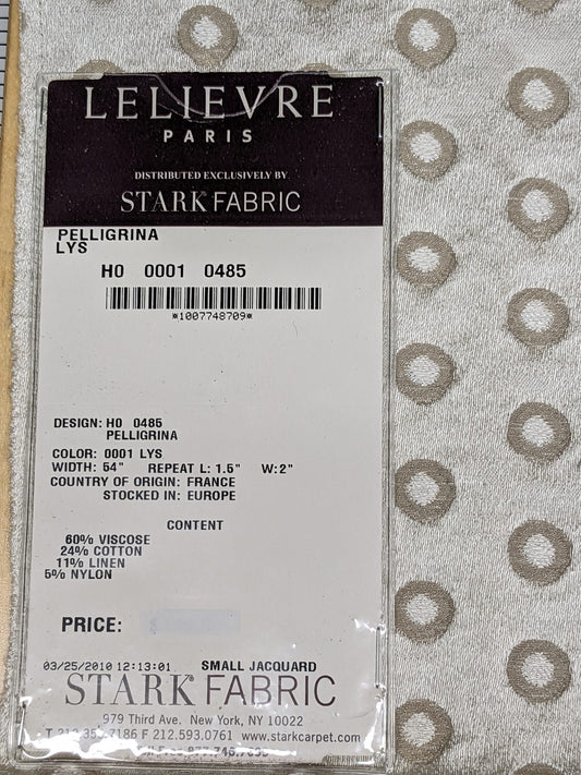 58 EV34 Special Square Jacquard by Lelievre Paris Pelligrina Lys White Beige Dot Circle Small Scale MSRP USD 300+/y
