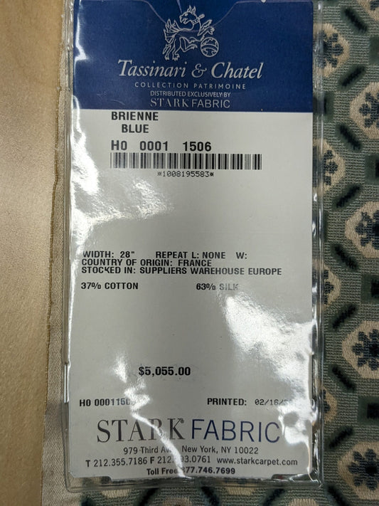 68 EV34 Special Square Jacquard by Tassinari and Chatel Brienne Blue White Velvet Geometric Small Scale MSRP USD 20,000+/y