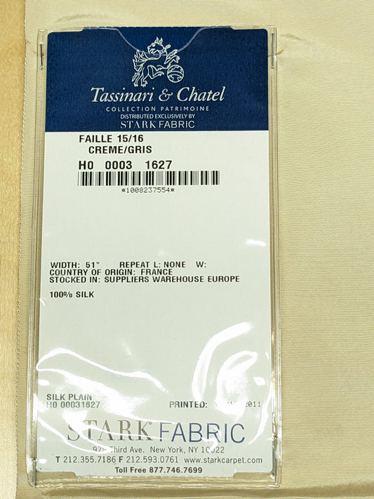 79 EV34 Special Square Plain Fabric by Tassinari and Chatel Faille Creme Gris Cream White Silk Plain MSRP USD1400+/y