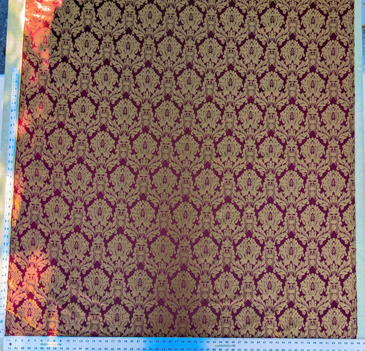 High End Veranda Renaissance Damask 100% Silk Red and Gold