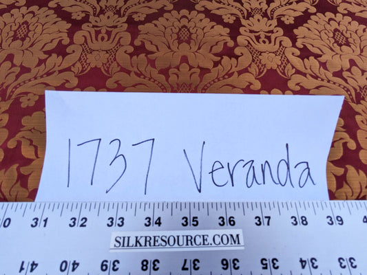 High End Veranda Renaissance Damask 100% Silk Red and Gold