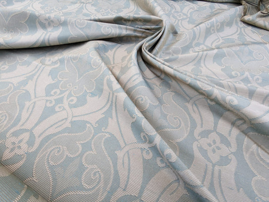 Scalamandre Namtu Silk Damask French Blue & Tan Faille Medallion MSRP USD 300/Y