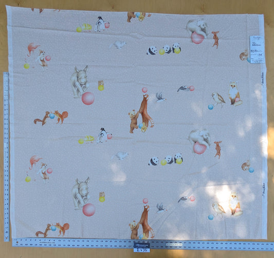 25 EV35 Length 1.3y Christian Fischbacher Mignon Pink Multi Animals Birds Panda Fox Elephant Cotton MSRP USD 300+/y