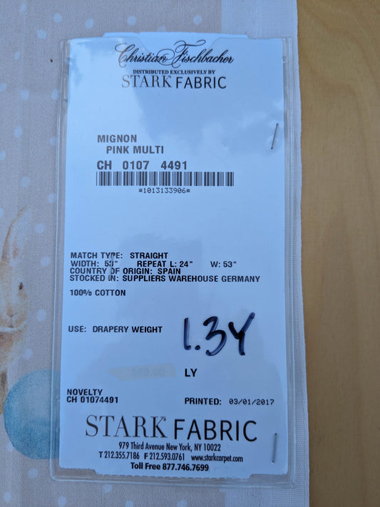 25 EV35 Length 1.3y Christian Fischbacher Mignon Pink Multi Animals Birds Panda Fox Elephant Cotton MSRP USD 300+/y