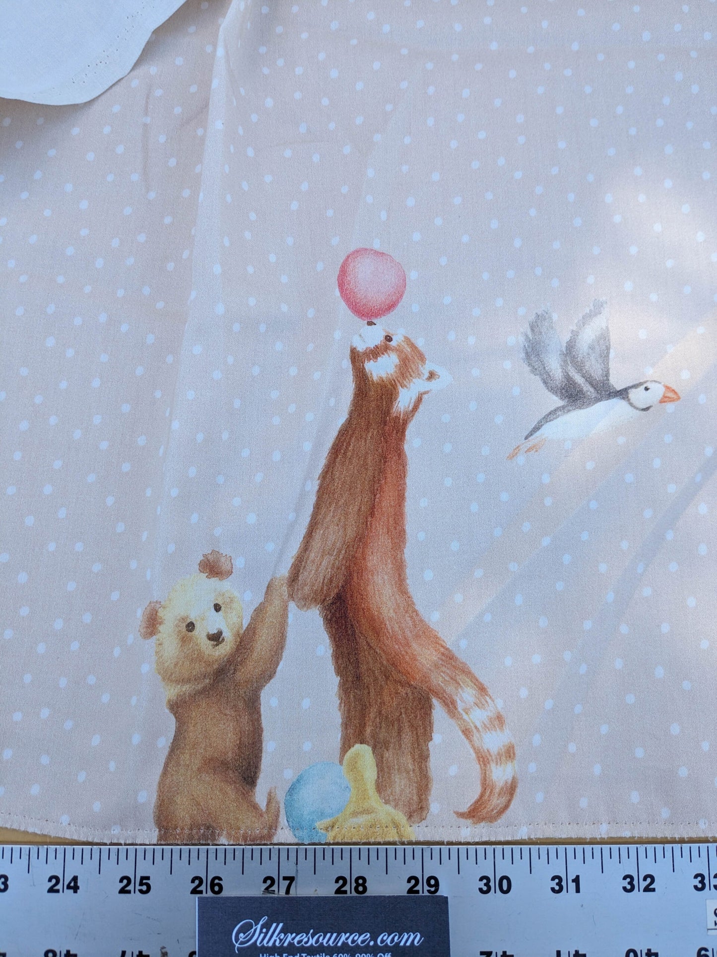 25 EV35 Length 1.3y Christian Fischbacher Mignon Pink Multi Animals Birds Panda Fox Elephant Cotton MSRP USD 300+/y