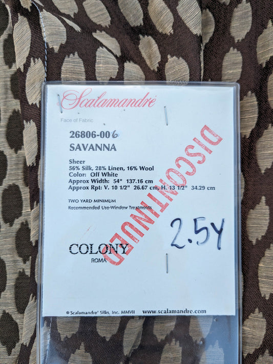 31 EV35 Length 2.5y Scalamandre Savanna Off White Brown Sheer Small Scale Dot Circle MSRP USD 300+/y