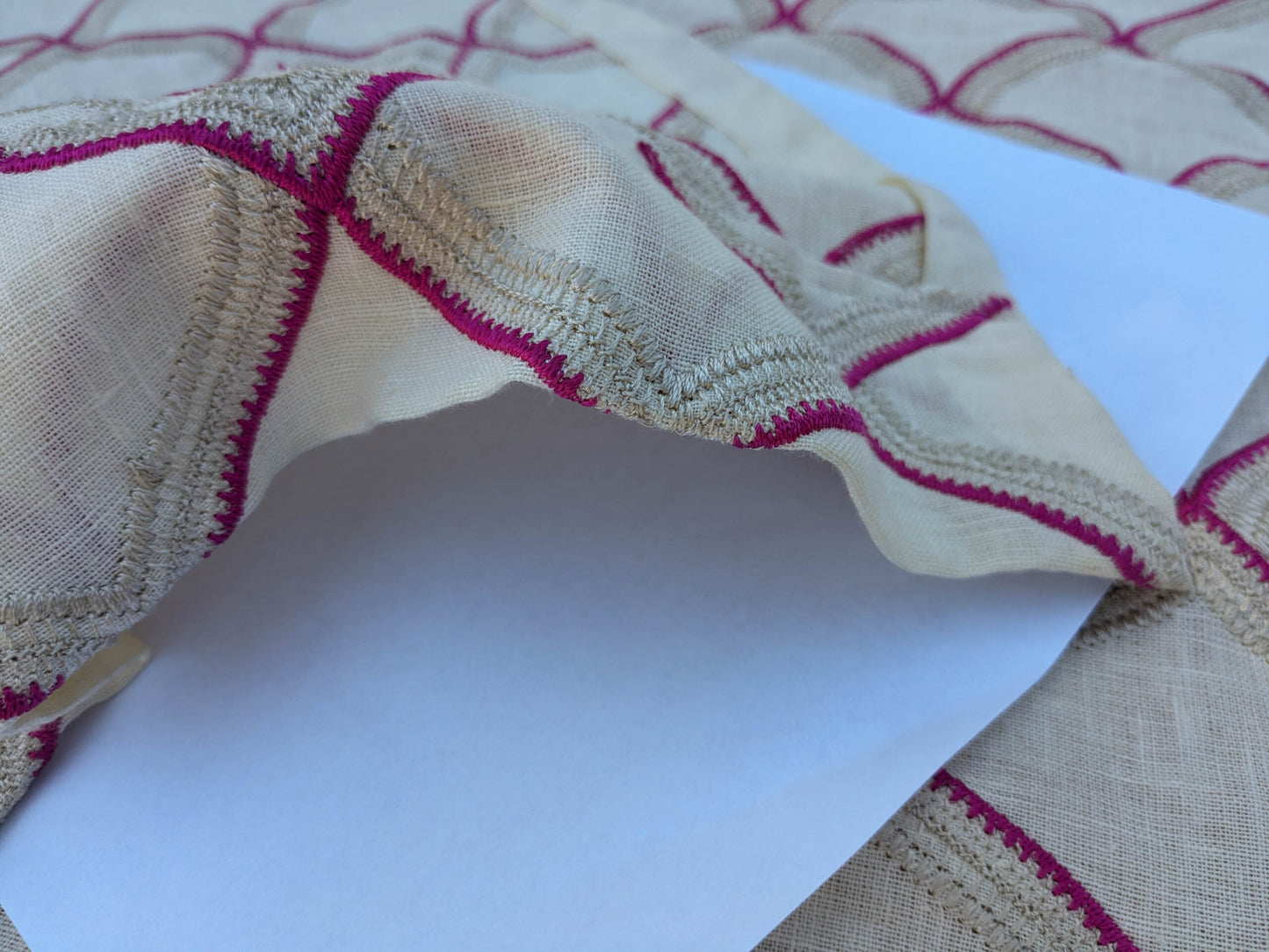 36 EV35 Length 1.2y Grey Watkins Scalamandre Pichola Fuschia Pink Beige Diamond Ogee MSRP USD 300+/y