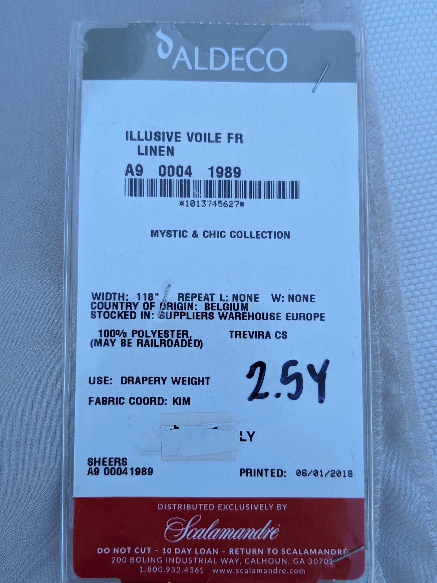 38 EV35 Length 2.5y Aldeco Illusive Voile Fr Linen White Sheers Solid MSRP USD 200+/y