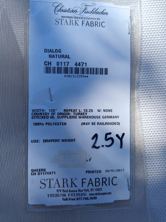 40 EV35 Length 2.5y Christian Fischbacher Dialog Natural White Stripe Sheer MSRP200+/y