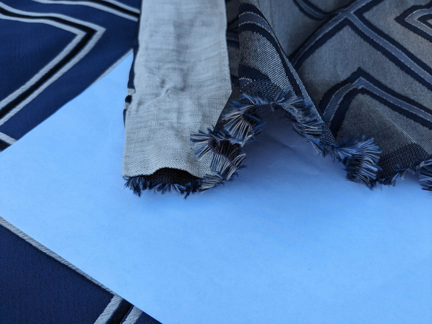 50 EV35 Length 2.4y Scalamandre Corridor FR Nuit Blue White Large Jacquard Diamond Geometric MSRP UD300+/y