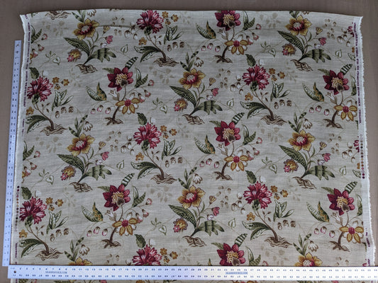 By Yard Scalamandre Old World Weavers Kentwell Rose Gold Natural English Chintz Linen Heavy MSRP USD 324/Y