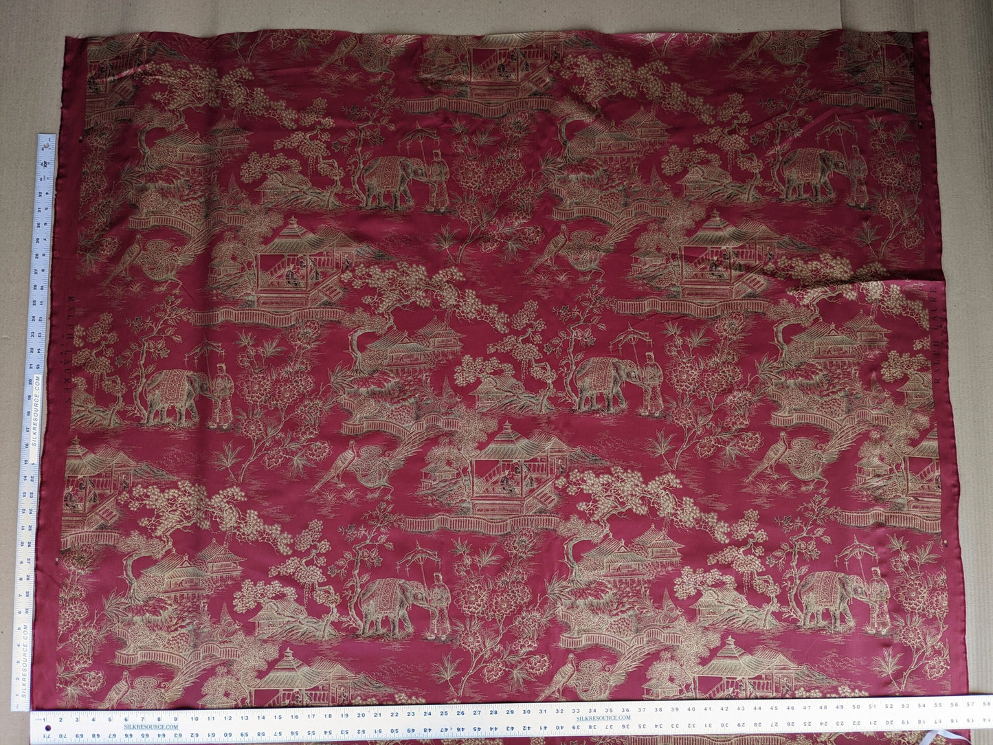 Ralph Lauren Chinoisery Toile Silky Cotton Crimson Gold