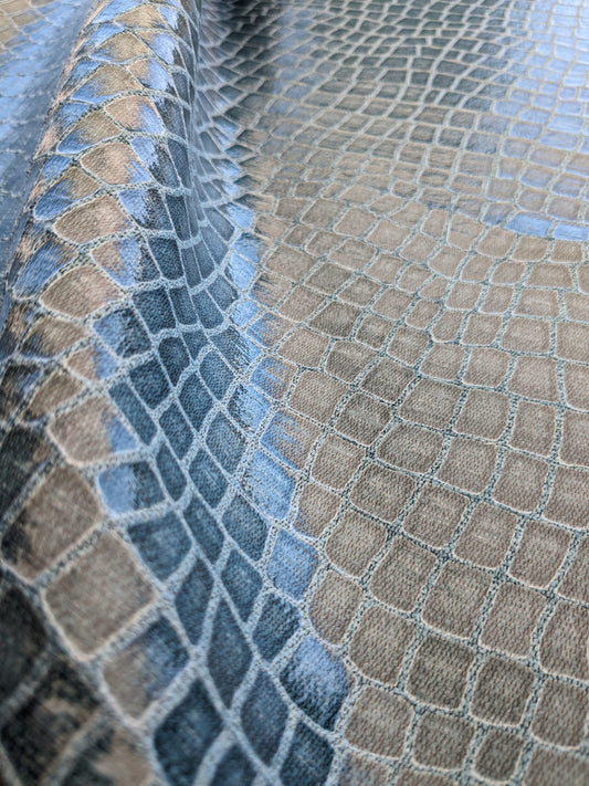 Scalamandre Gator Lagoon Blue Viscose Blend Small Scale MSRP $210/y