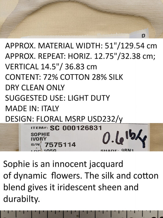 Scalamandre Sophie Ivory Silk Cotton Floral MSRP USD318/y