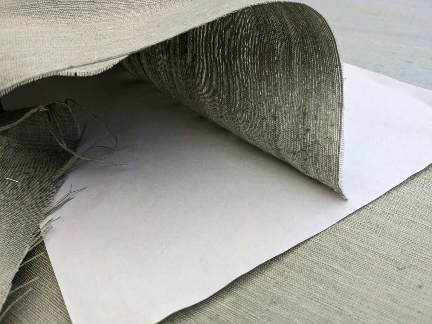 Scalamandre Vienne Texture Mist Gray Blue Silk Solid Texture MSRP USD 276/y