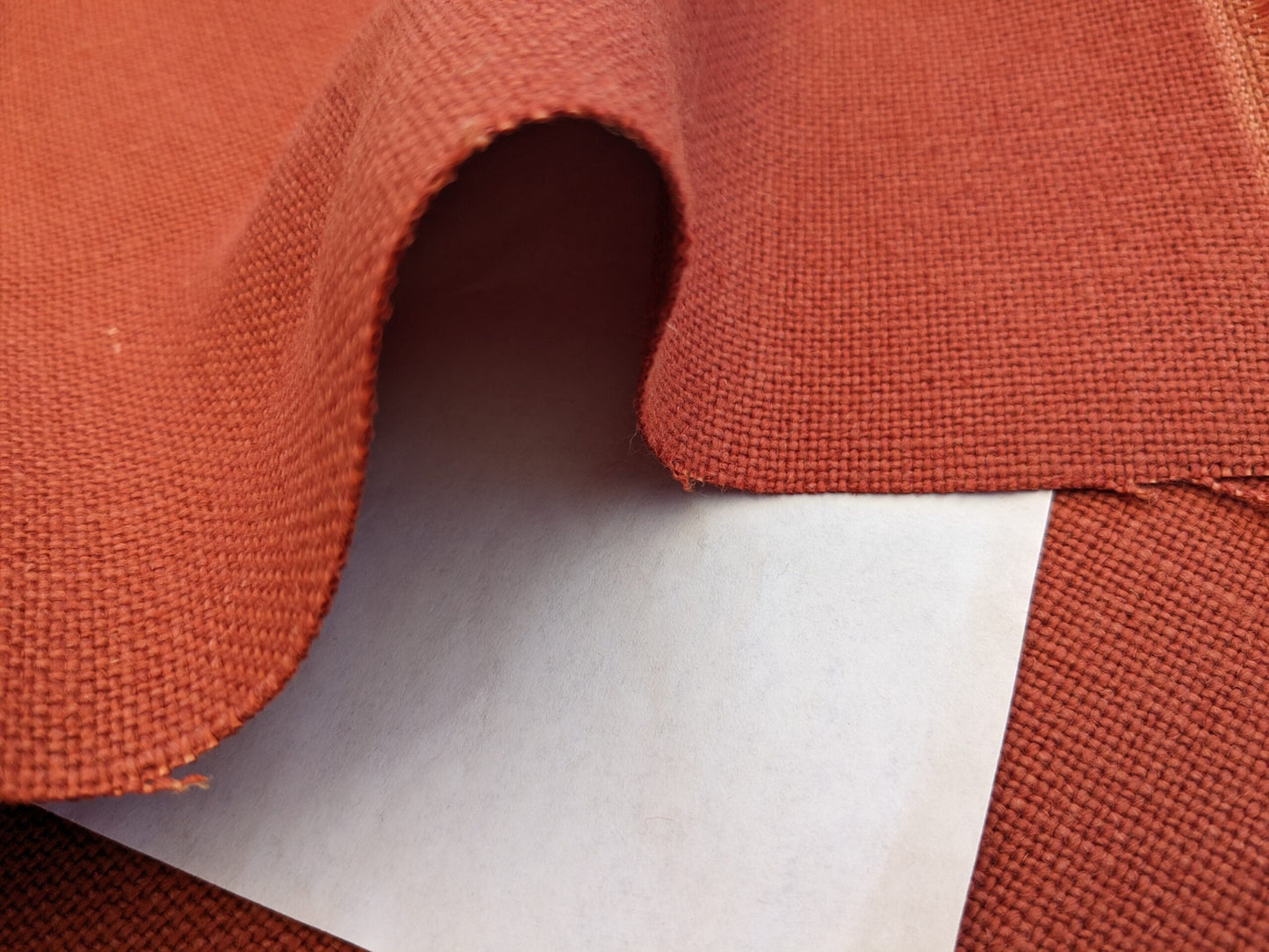 Scalamandre Luxembourg Linen Paprika Orange Red Solid Super Heavy MSRP USD284/y
