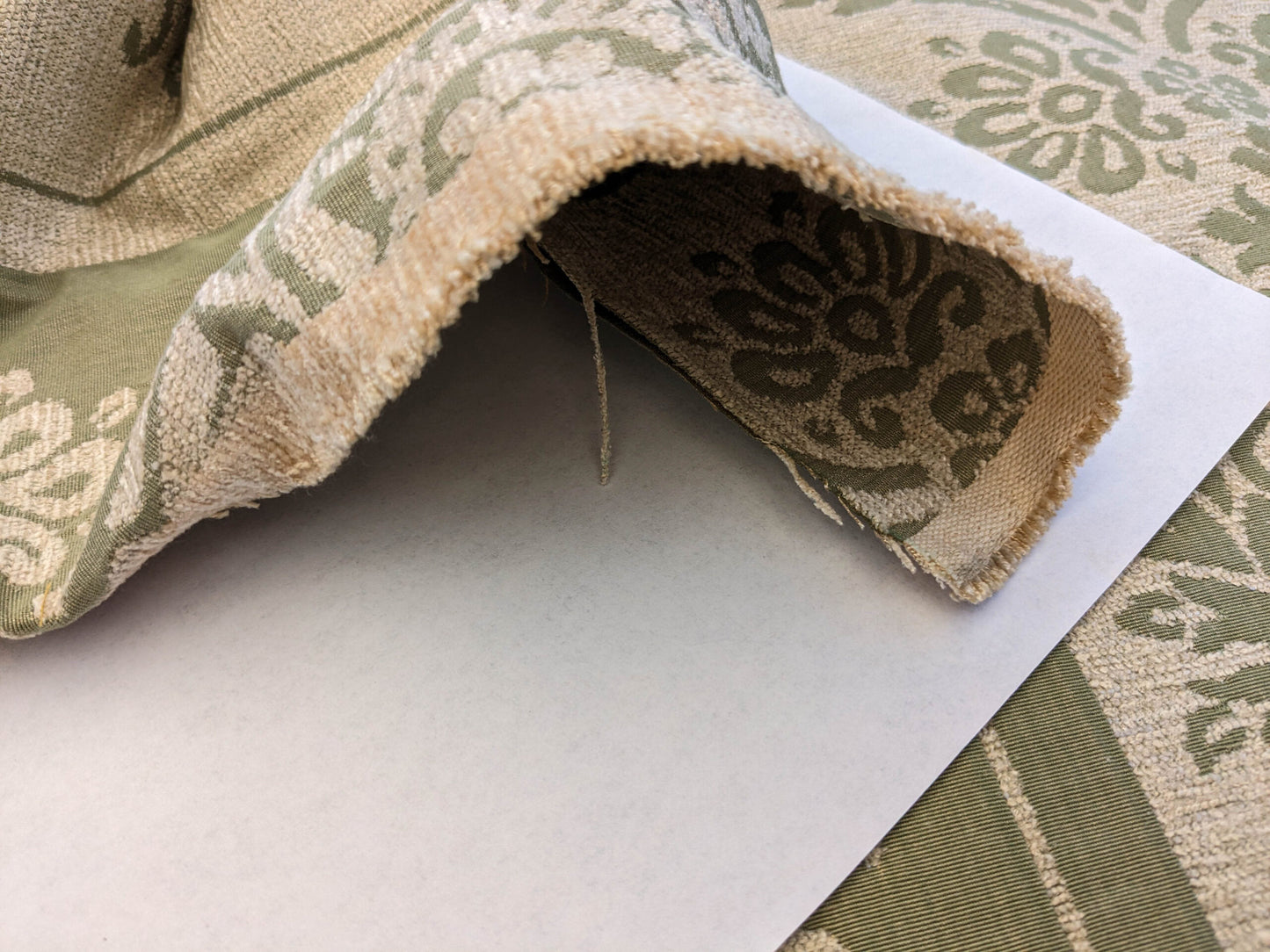 Scalamandre Ravenna Sage Green Gray Floral Damask Stripe MSRP USD 200+/y