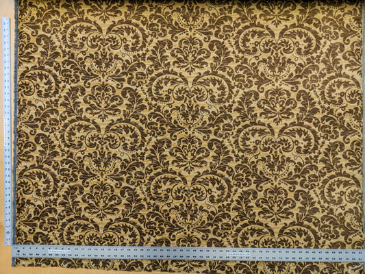 Scalamandre Vendome Camel Brown Cut Velvet Brown Gold Florentine Renaissance Damask MSRP USD292/y