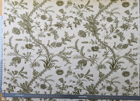 by yard Scalamandre Grey Watkins Languedoc Khaki Beige Green Botanic Fern and Thistle Southern France Toile Circa 1790 MSRP USD 364/y