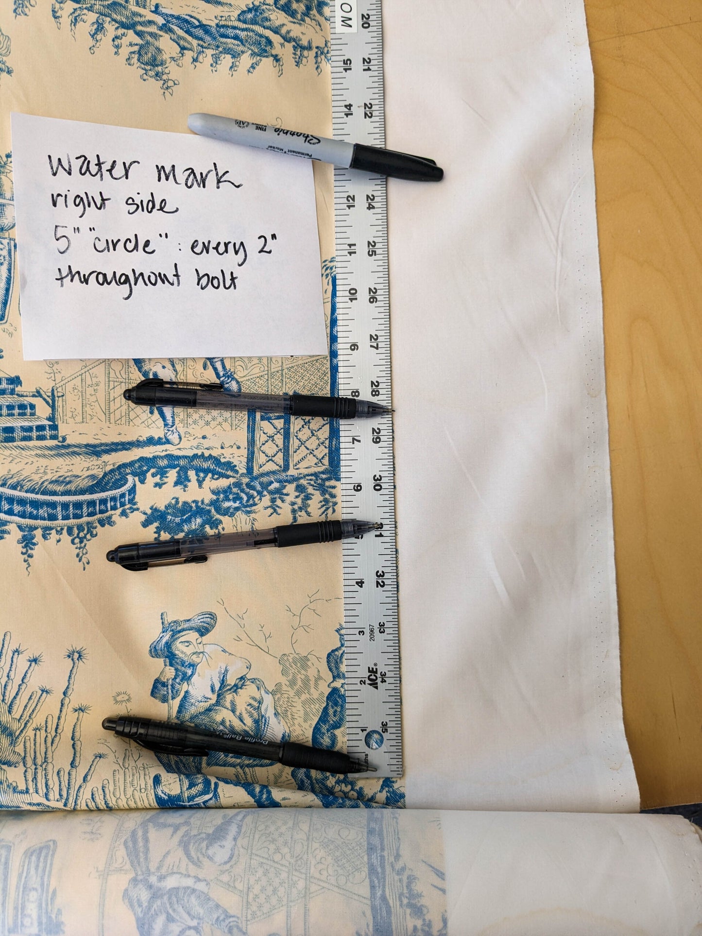 Scalamandre MASQUE CHINOIS Chinoiserie Toile Print Landscape Garden BLUE ON CREAM Made in France MSRP USD 288/y