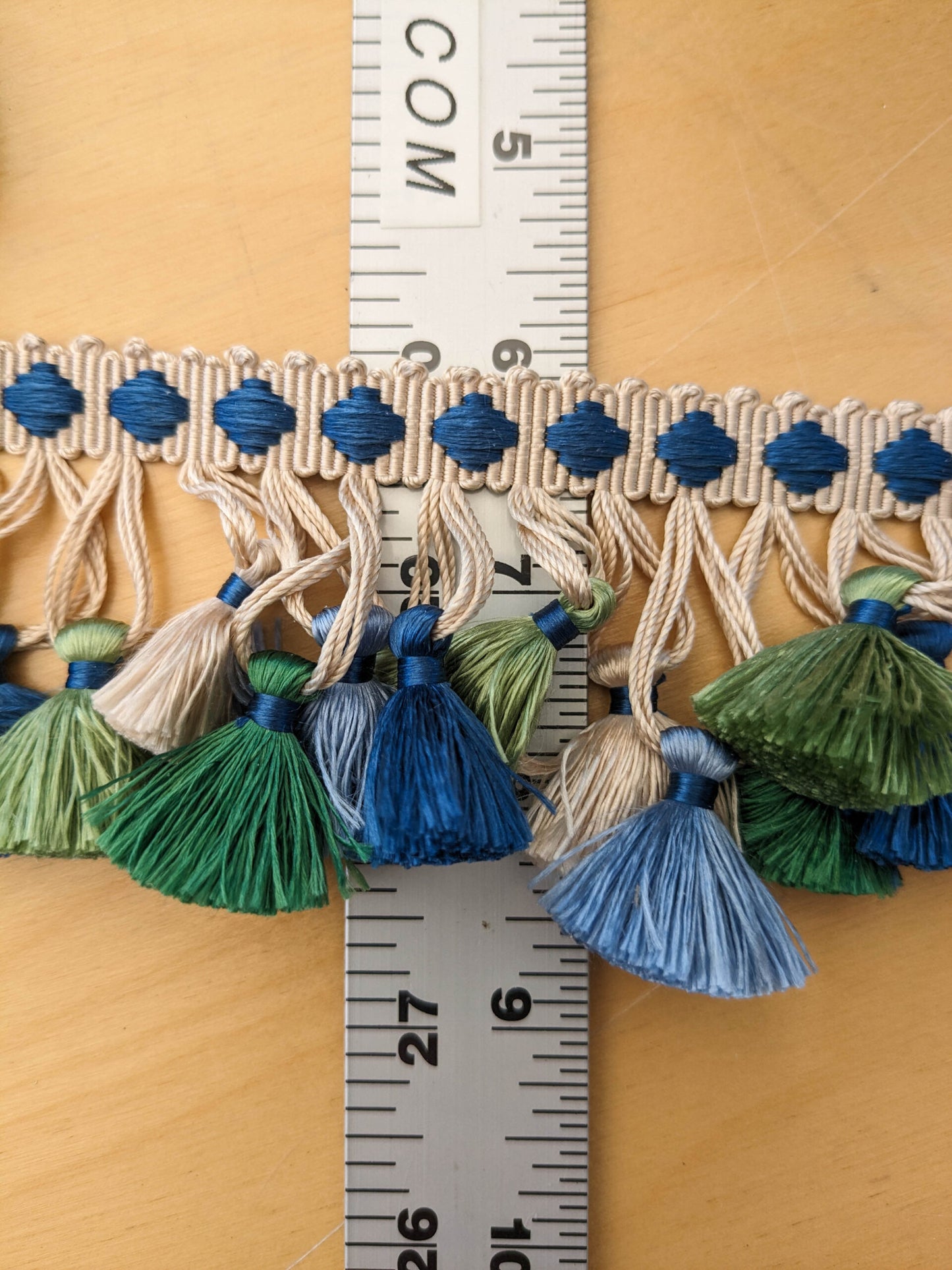 Scalamandre Silk Trim Follies Blue Green Beige Cream Tassel Trim MSRP USD 260/Y